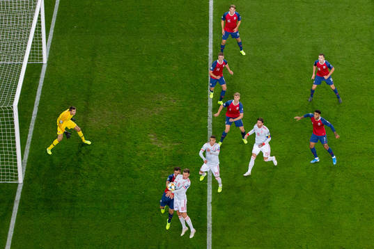 Even Hovland of Norway and Saul Niguez of Spain