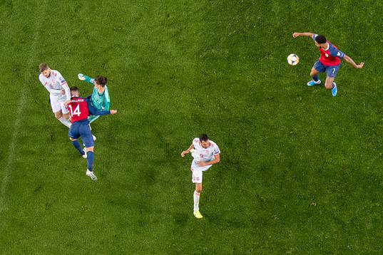 Omar Elabdellaoui of Norway is brought down by goalkeeper