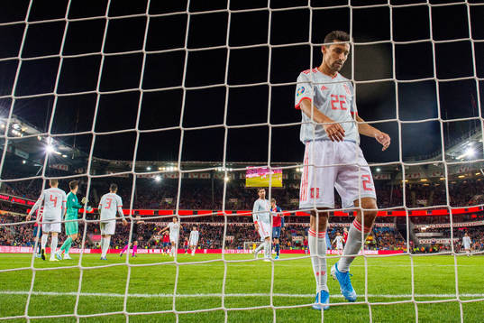 Jesus Navas of Spain looks dejected