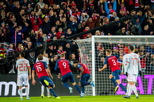 Joshua King of Norway celebrates