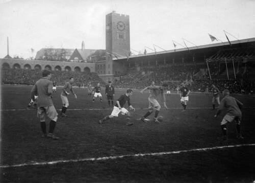 Fotboll, Federationsmatchen Sverige - Danmark. Stockholms