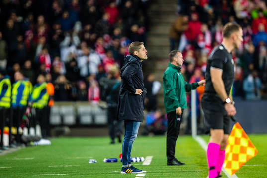 Robert Moreno, head coach of Spain, looks dejected