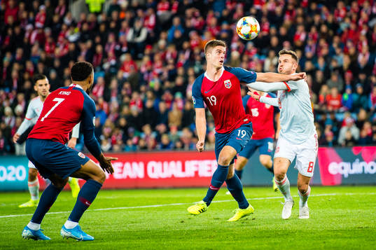 Markus Henriksen of Norway and Saul Niguez of Spain