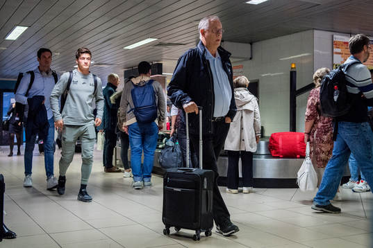 Lars Lagerbäck, head coach of Norway, arrives at Henri