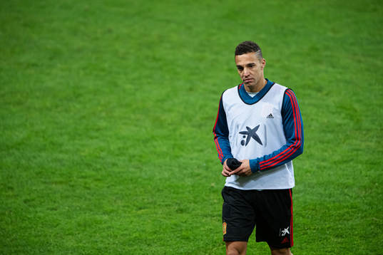 Rodrigo Moreno of the Spanish national football team leaves