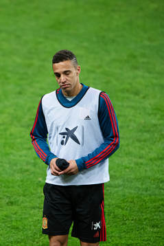 Rodrigo Moreno of the Spanish national football team leaves