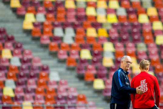 Lars Lagerbäck, head coach of Norway, and Martin Ødegaard