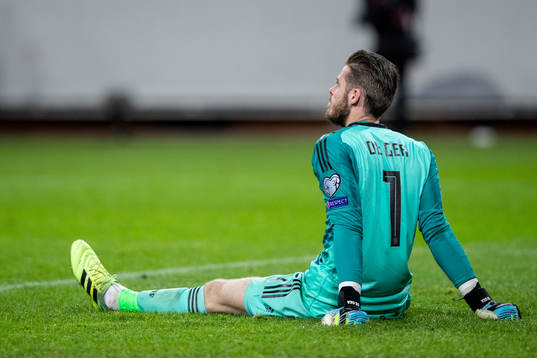 goalkeeper David de Gea of Spain looks dejected