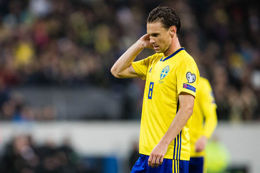 Albin Ekdal of Sweden looks dejected