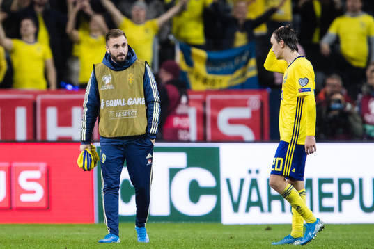 Muamer Tankovic and Kristoffer Olsson of Sweden looks