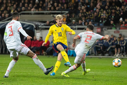 Emil Forsberg of Sweden with a scoring opportunity