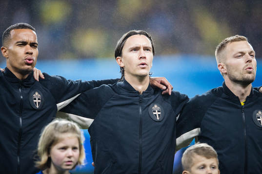 Robin Quaison, Kristoffer Olsson and Sebastian Larsson of