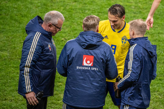 Janne Andersson, head coach of Sweden and Albin Ekdal of
