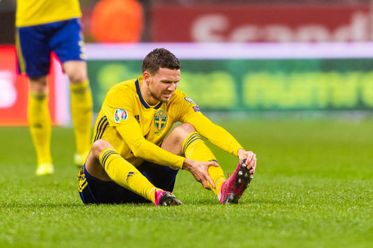 Marcus Berg of Sweden in pain