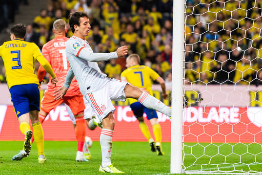 Mikel Oyarzabal of Spain reacts