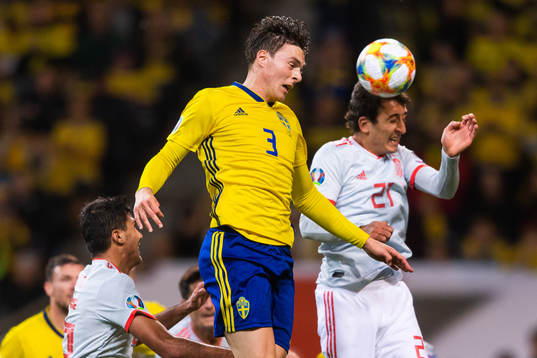 Victor Nilsson Lindelöf of Sweden and Mikel Oyarzabal of