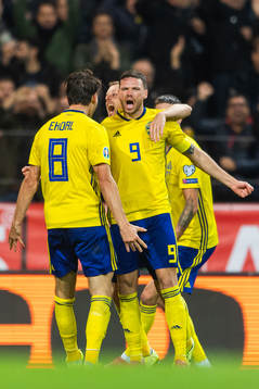 Albin Ekdal, Marcus Berg and Sebastian Larsson of Sweden
