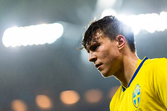 Victor Nilsson Lindelöf of Sweden looks dejected