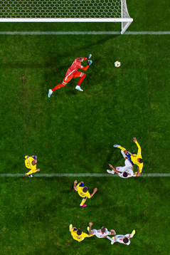 Goalkeeper Robin Olsen of Sweden makes a save