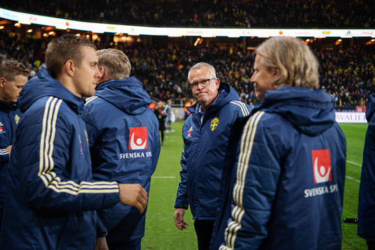 Janne Andersson, head coach of Sweden, looks dejected