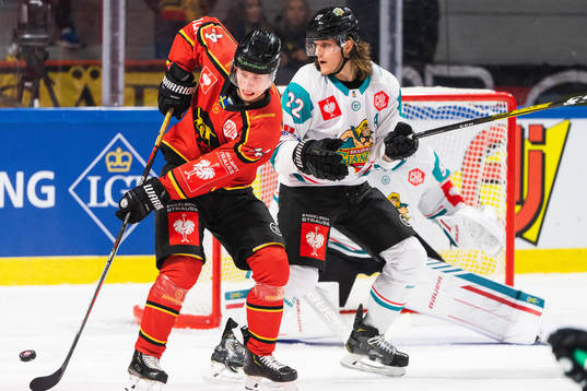 Jonas Berglund of Luleå and Kevin Raine of Belfast