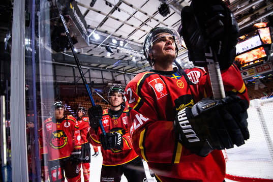 Karl Fabricius of Luleå celebrates with teammates