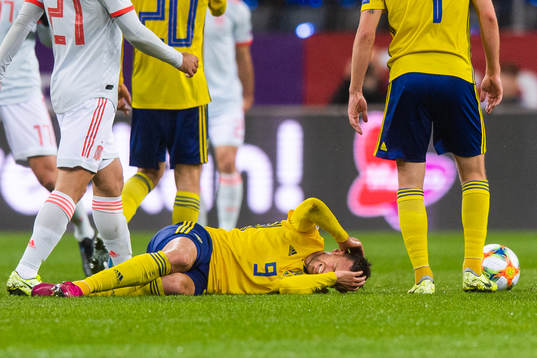 Marcus Berg of Sweden in pain