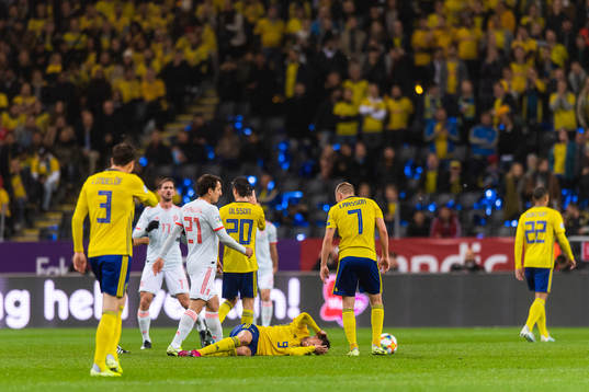 Marcus Berg of Sweden in pain