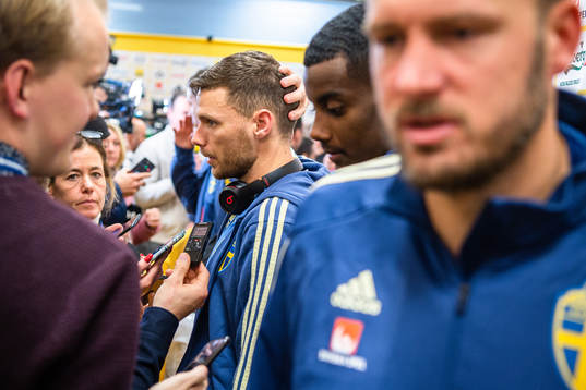 Marcus Berg , Alexander Isak and Andreas Granqvist of Sweden