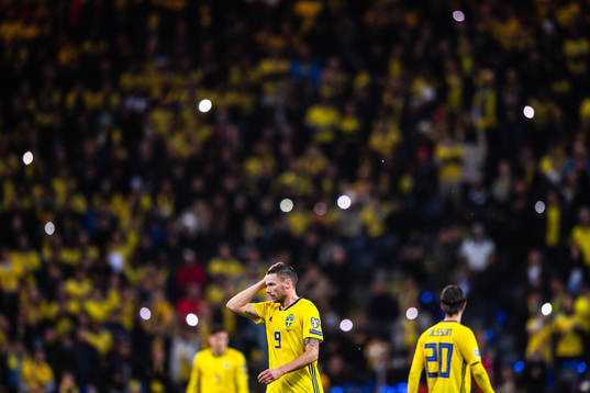 Marcus Berg of Sweden looks dejected
