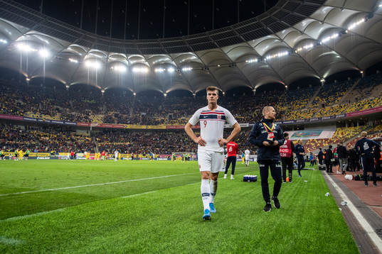 Alexander Sørloth of Norway looks dejected