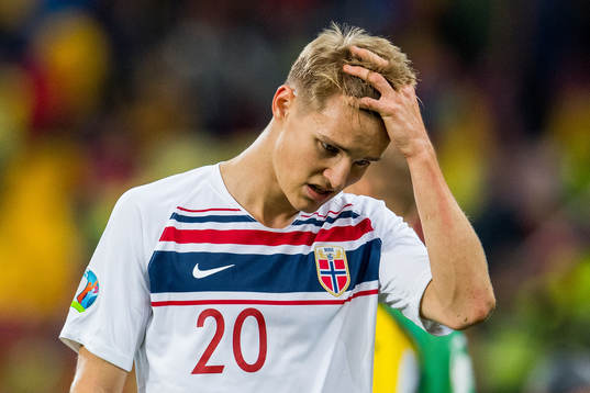 Martin Ødegaard of Norway looks dejected