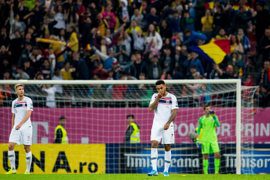 Joshua King of Norway looks dejected