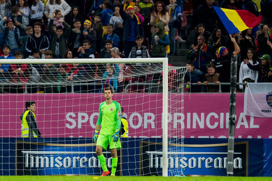Goalkeeper Rune Almenning Jarstein of Norway looks dejected