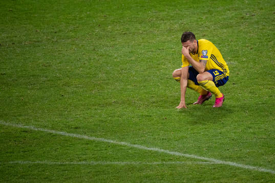 Marcus Berg of Sweden looks dejected