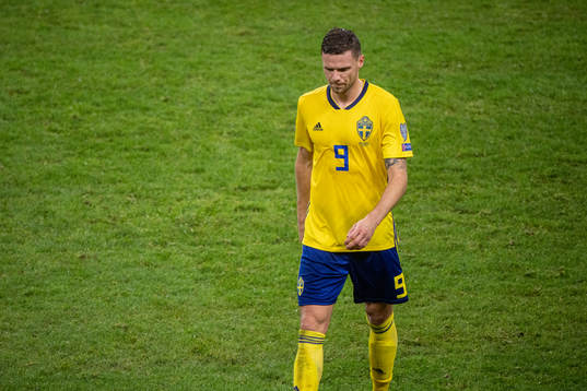 Marcus Berg of Sweden look dejected