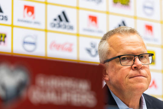 Janne Andersson, head coach of Sweden at the press