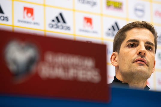 Robert Moreno, head coach of Spain at the press conference