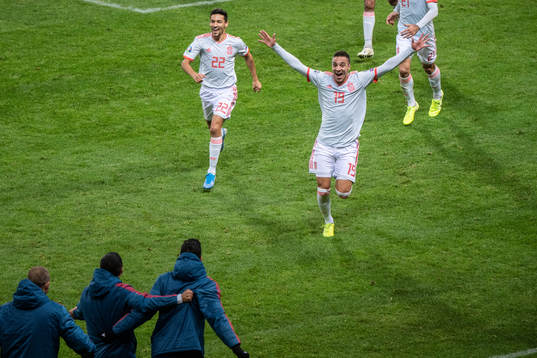 Rodrigo and Jesus Navas of Spain celebrates