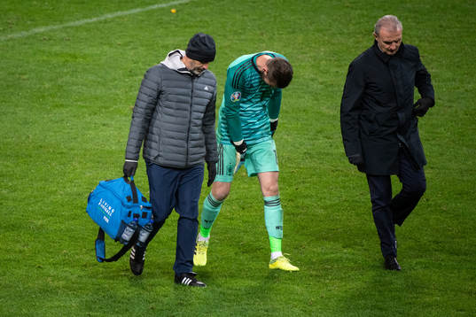 goalkeeper David de Gea of Spain leaves the field