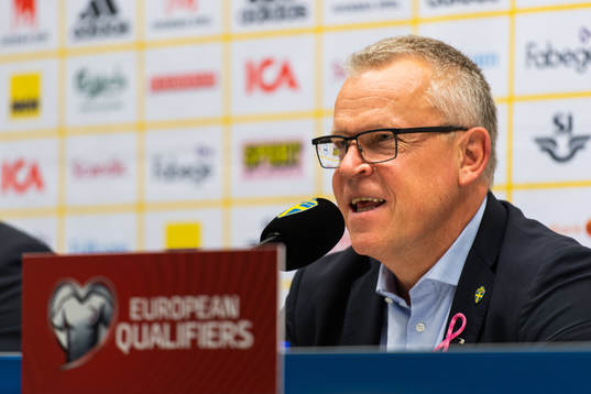 Janne Andersson, head coach of Sweden at the press