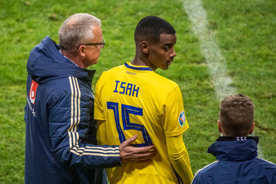 Janne Andersson, head coach of Sweden and Alexander Isak of