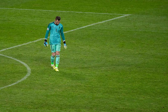 goalkeeper David de Gea of Spain looks dejected