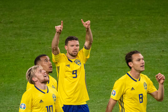 Marcus Berg, Emil Forsberg, Robin Quaison and Albin Ekdal