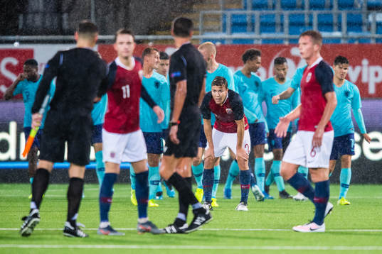 Fredrik Bjørkan of Norway looks dejected