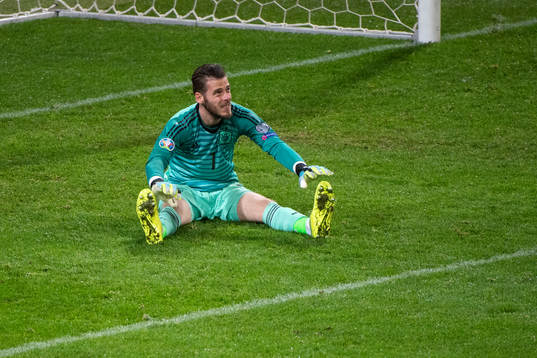 goalkeeper David de Gea of Spain is injured