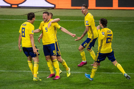 Albin Ekdal, Marcus Berg, Mikael Lustig and Kristoffer