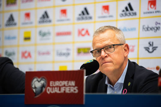 Janne Andersson, head coach of Sweden at the press
