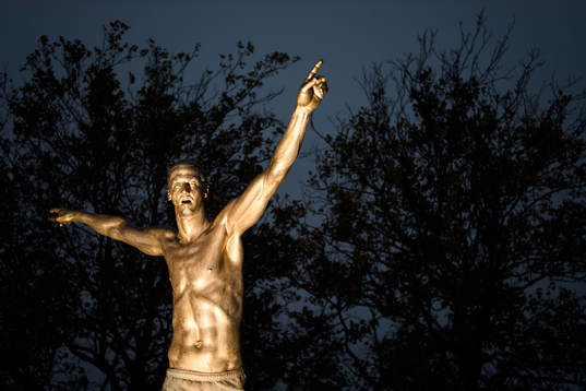 The statue of Zlatan Ibrahimovic photographed