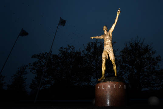 The statue of Zlatan Ibrahimovic photographed